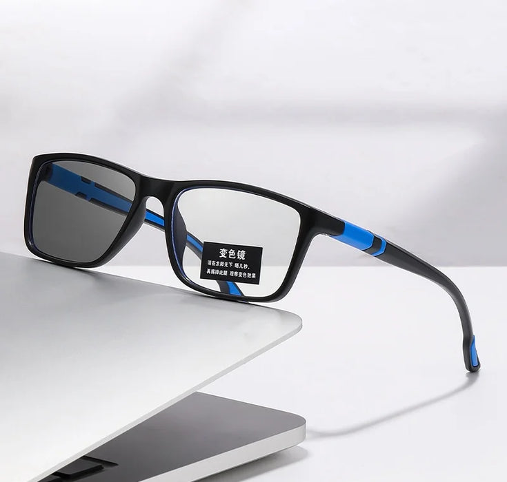 -0.5 -0.75 -1.25 Photochromic Anti Blue Light Outdoor Sports Cycling Ultra Light High-definition Color Changing Myopia Glasses