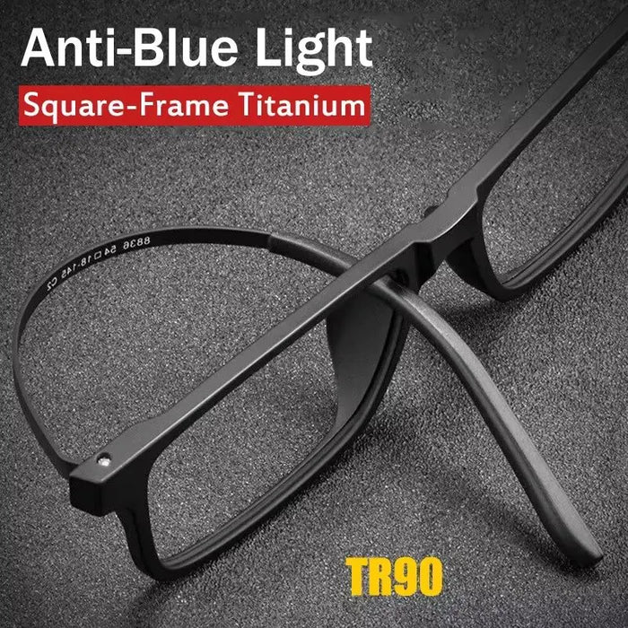 Gafas de lectura progresivas de titanio puro para hombres, antiluz azul, para presbicia, con almohadillas nasales ajustables, dioptrías de +1.0 a +4.0
