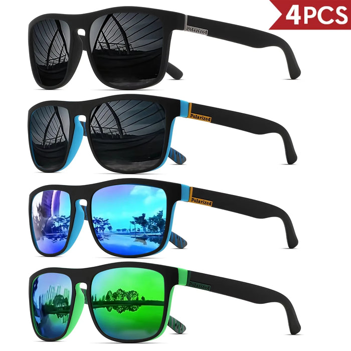 1-4 PCS Homme Classique Carré Polarisé Lunettes de Soleil Sport Légères Monture PC UV400 pour Conduite Pêche Cyclisme Unisexe Durabilité
