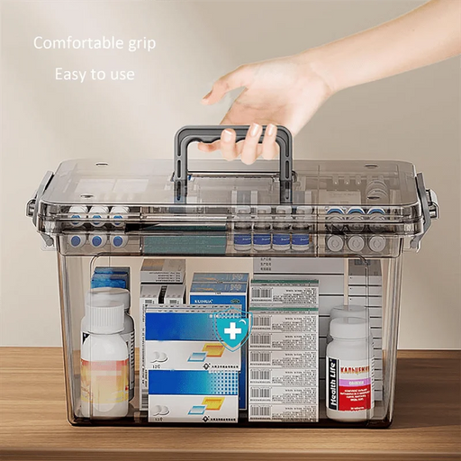Waterproof Double Layer Transparent Multi Tier Medicine Storage Box Home Bedroom First Aid Storage Container