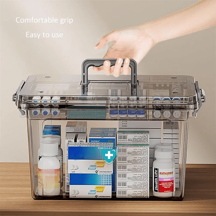 Waterproof Double Layer Transparent Multi Tier Medicine Storage Box Home Bedroom First Aid Storage Container