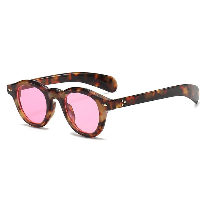 Petites lunettes de soleil rondes mode femme rétro transparent océan lentille nuances UV400 hommes rivets punk lunettes de soleil