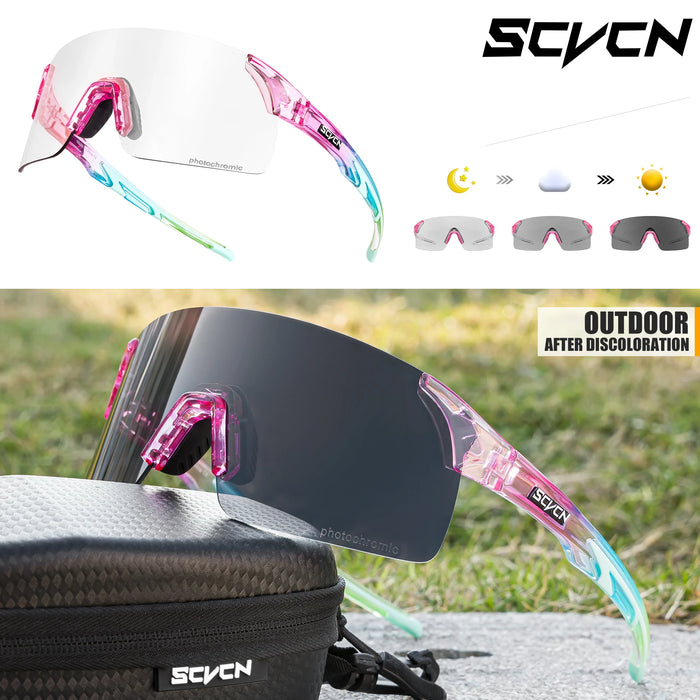 SCVCN New Photochromic Sunglasses Man MTB Climbing Glasses Outdoor Sports Bike Cycling Glasses Women Driving Bicycle Goggles
