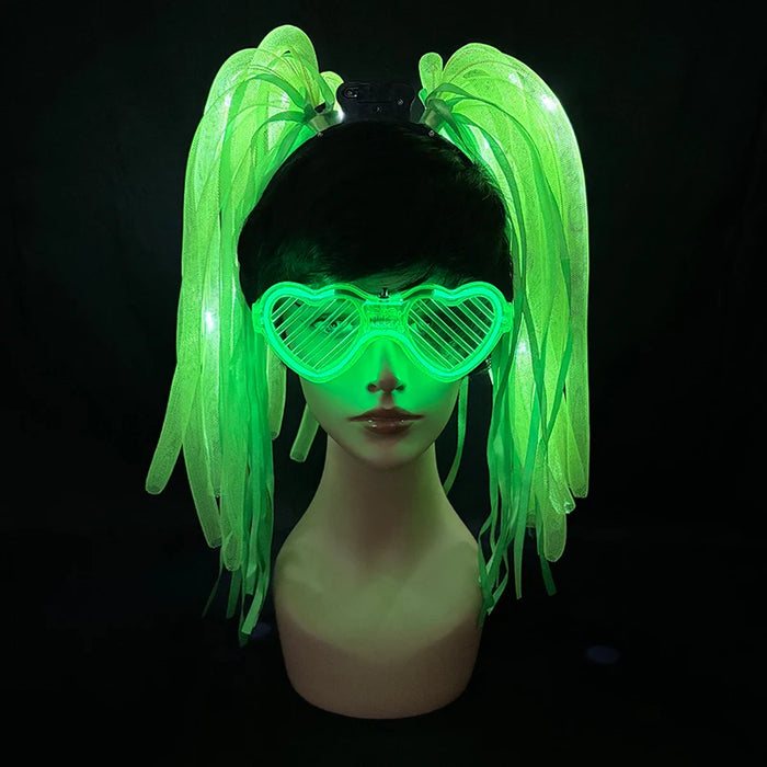 Funny LED Flashing Braid Headband Light up Noodle Headband Girl Women Rave Carnival Party Headwear Supplies Bar Night Show Props