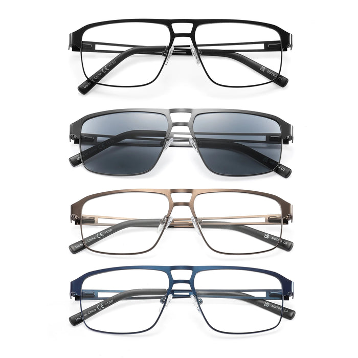 Readers Men Blue Light Blocking Reading Glasses Metal Frame Spring Hinge Presbyopia +0.50-3.5 Diopter Magnifier Lens Eyewear