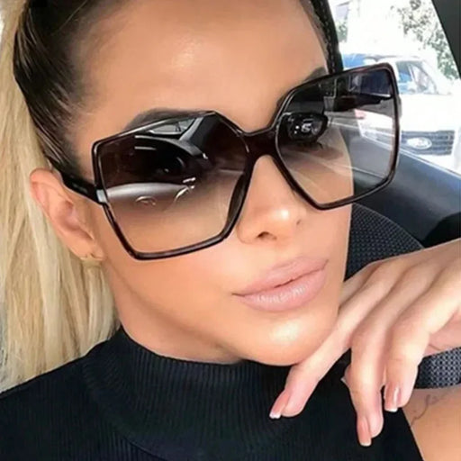 Gafas de sol oversize cuadradas para mujer, moda retro, marca de lujo, personalidad, gradiente negro, gafas de sol femeninas para exteriores