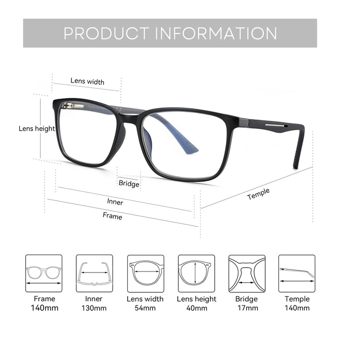 ZENOTTIC Square Prescription Glasses Anti Blue Light Photochromic Optical Eyeglasses with Myopia Hyperopia Progressive Lens