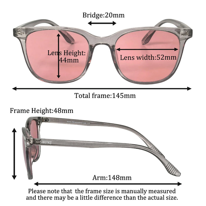 SHINU Women FL-41 Glasses FL41 Tint Glasses man, 480-520nm Blue Light Blocking Lenses Office Fluorescent Light Migraine Eyewear