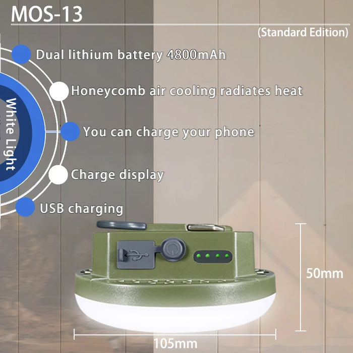 MOSLIGHTING Lámpara de tienda recargable, linterna portátil de emergencia, luz para mercado nocturno, bombilla para camping al aire libre, linterna LED para el hogar