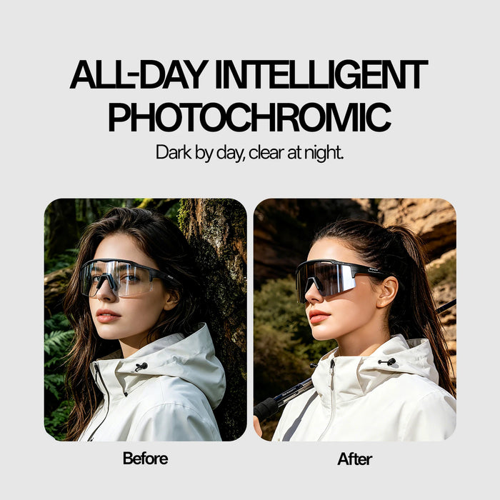 SCVCN UV400 Photochromic Outdoor Sports MTB Goggles Men Women Hiking Bike Riding Running Climbing Hydrophobic Eyewear Sunglasses