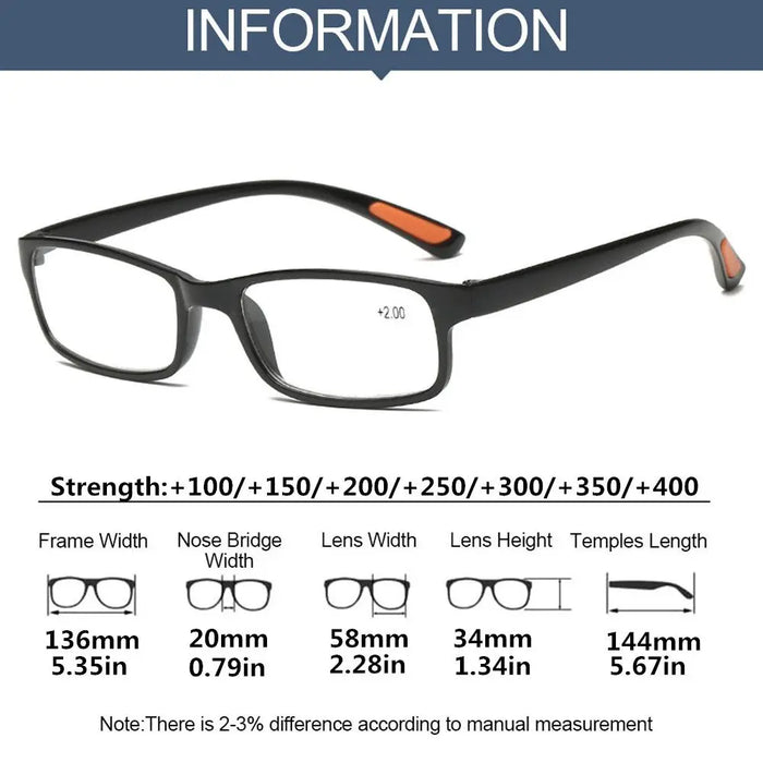 Unisex Reading Glasses Female Male Ultra-light Magnifying Diopter Elder Flexible Eyeglass Vision Care Eyewear +1.5 2.0 3.0 4.0