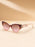 Light Luxury Narrow Frame Cat Eye Sunglasses With Contrasting Marble Texture Frame For Girls' Travel Street Photography Glasses