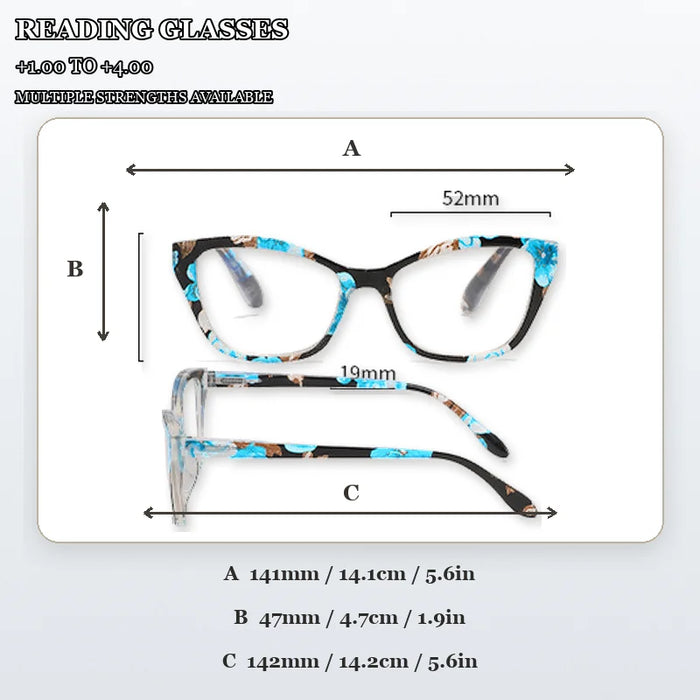 Lentes de Lectura Ojo de Gato con Estampado Floral y Leopardo para Mujer, Paquete de 6, Juego a Granel de Lentes de Lectura con Diseños Múltiples, Múltiples Dioptrías +1