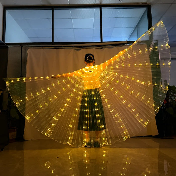 LED Light Up Belly Dance Wings Glowing Fairy Wings Luminous Butterfly Isis Wing Performance Dance Party Rave Costumes