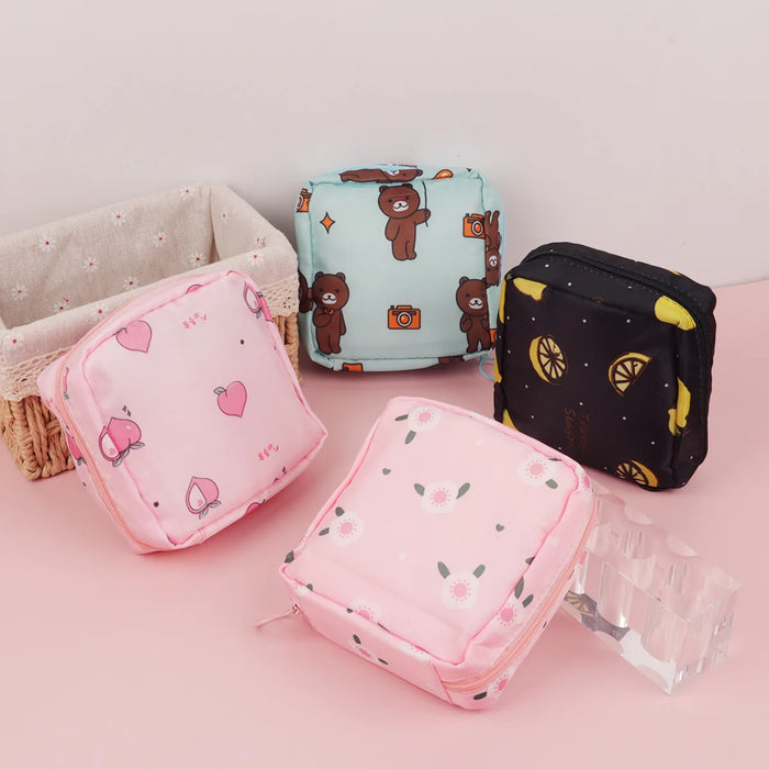 Bolsa de almacenamiento para toallas sanitarias Zero Wallet, portátil, pequeña, sencilla, de dibujos animados, bonita, de gran capacidad, para algodón sanitario, portátil.