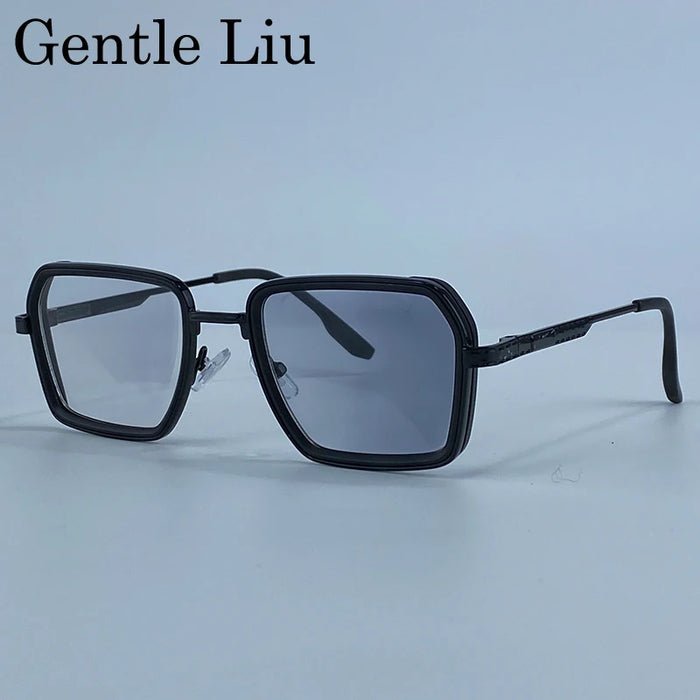 Steampunk Polygon Polarized Sunglasses Men 2026 Luxury Brand Change Color Sun Glasses For Male Driving Eyewear Metal Frame Shade