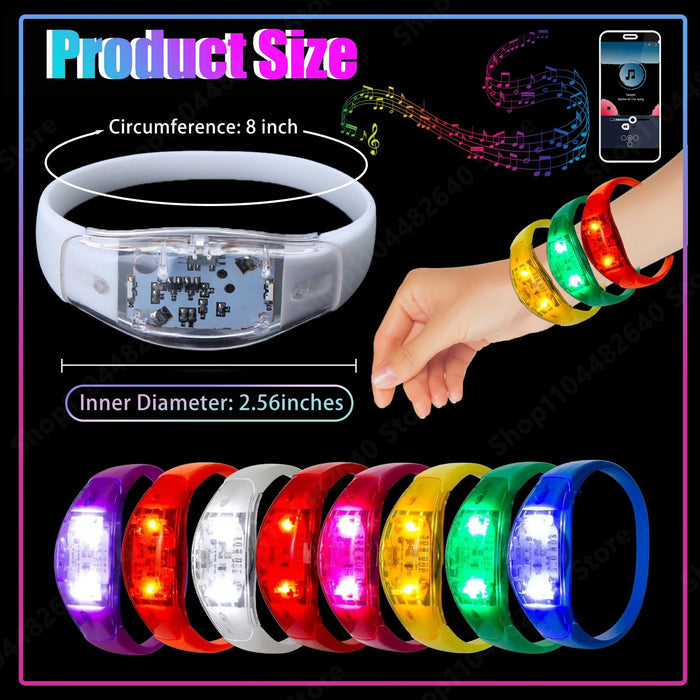20-200Pcs Music & Sound Activated Led Bracelet for Wedding Glow Bracelet Light Up Bracelet Birthday Glow in The Dark Party Favor