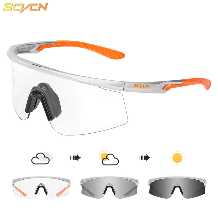 SCVCN Outdoor Photochromic Sunglasses Men Women Bicycl Cycling Glasses Sports MTB Driving Bike Eyewear Hiking UV400 Goggles New