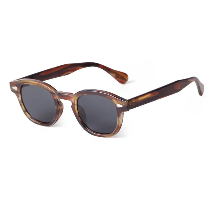 Vintage Fashion Shell Round Sunglasses Women Men 2024 Brand Design Retro Rivet Yellow Blue Lens Square Sun Glasses Female UV400
