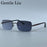 Rectangle Punk Rimless Sunglasses Men 2026 Luxury Designer Trendy Photochromic Sun Glasses Vintage Small Frame Driving Eyewear