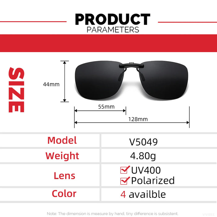 VIVIBEE Lunettes de soleil à clip unisexe pour homme polarisées, pour femme, pour la vision nocturne, la pêche, UV400, pour l l'extérieur