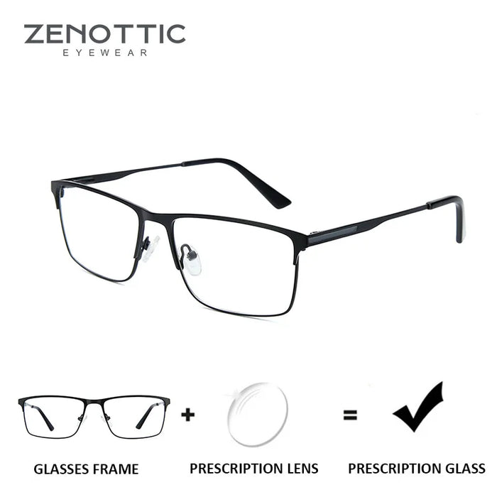 ZENOTTIC Gafas de Prescripción Progresivas de Titanio para Hombres Cuadradas Anti Luz Azul Fotocromáticas Gafas Ópticas para Miopía