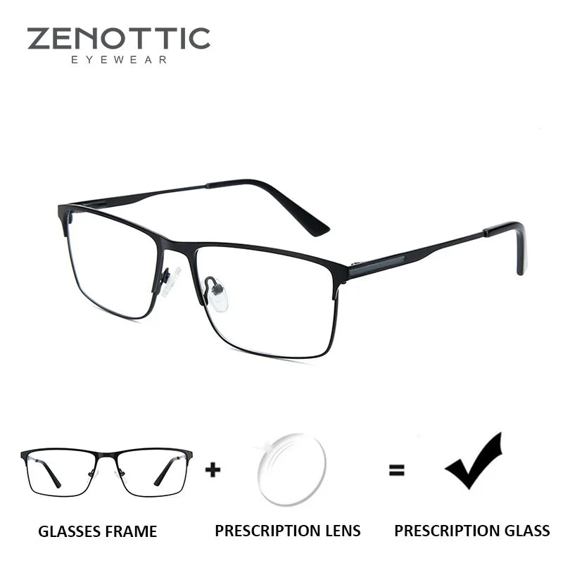 ZENOTTIC Gafas de Prescripción Progresivas de Titanio para Hombres Cuadradas Anti Luz Azul Fotocromáticas Gafas Ópticas para Miopía