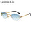 Oval Punk Rimless Change Color Sunglasses Men 2026 Luxury Brand  Photochromic Sunglass Metal Frame Cutting Lens Eyewear For Male