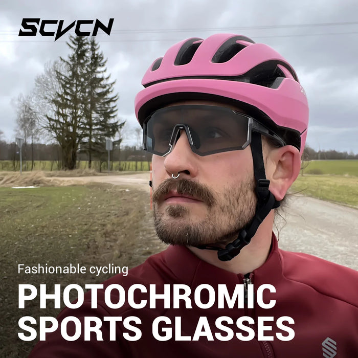 SCVCN Photochromic Cycling Glasses UV400 Protection Sports Running Sunglasses TR90 Men Women for MTB Bicycle Goggles Drving