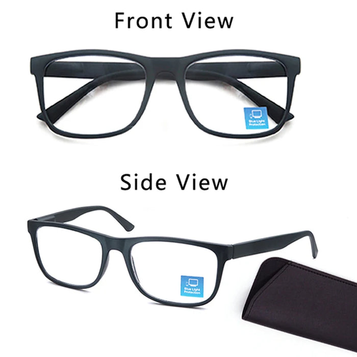 Lunettes de lecture extra-larges pour hommes et femmes. Monture carrée classique. Lunettes anti-lumière bleue avec verres de prescription.