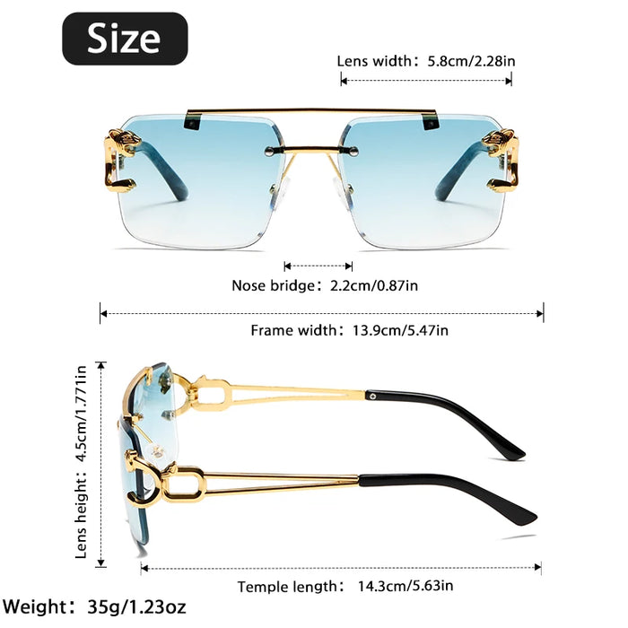 6PCS Rimless Sunglasses Square Fashion - Men's Women's - Metal Rimless Rectangular Y2K