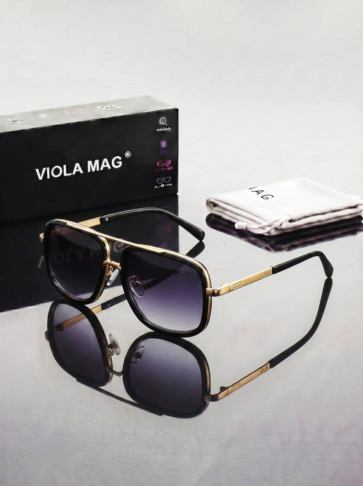 Gafas de sol de aviador VIOLA MAG de lujo retro con doble puente, gafas de piloto premium, gafas de diseñador de moda con terciopelo protector