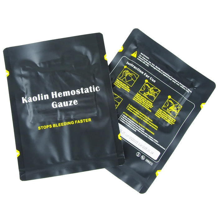 Gasa hemostática de caolín para traumatismos de emergencia, plegado en Z, soluble para botiquín de primeros auxilios táctico Ifak, apósito médico para heridas