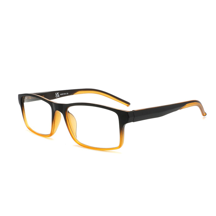 MODFANS Stylish Gradient Rectangle Men's Blue Blackout Reading Glasses, UV Protection, Comfort Spring Hinge Glasses