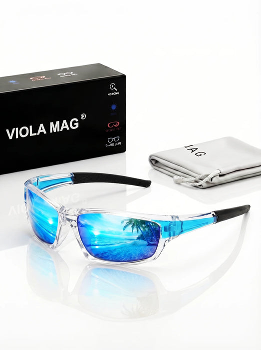 VIOLA MAG Premium Sports Sunglasses, Ultra-light TR90 Frame Wrap-around Glasses, Stylish Fishing Sunglasses, with Protective Cas