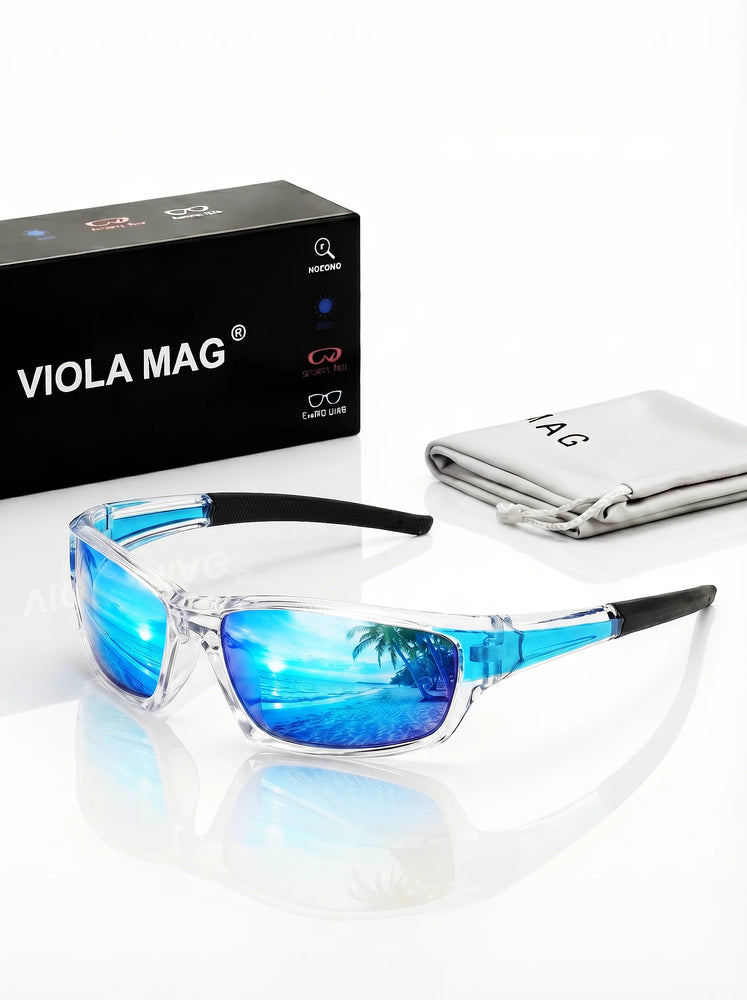 VIOLA MAG Premium Sports Sunglasses, Ultra-light TR90 Frame Wrap-around Glasses, Stylish Fishing Sunglasses, with Protective Cas