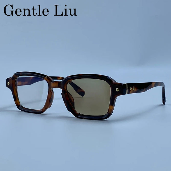 Photochromic Square Punk Sunglasses Men 2026 Luxury Brand Designer Rivet Sun Glasses Vintage Shades Male Driving Fashion Eyewear