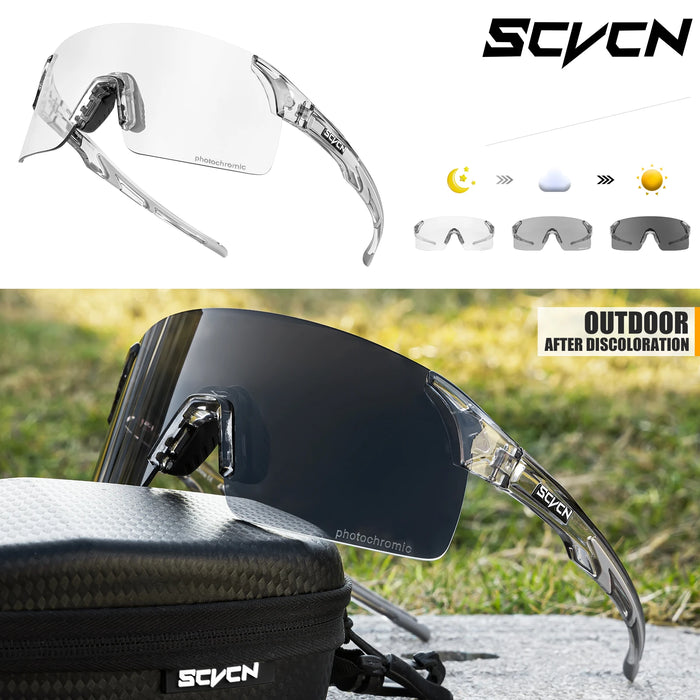 SCVCN New Photochromic Sunglasses Man MTB Climbing Glasses Outdoor Sports Bike Cycling Glasses Women Driving Bicycle Goggles