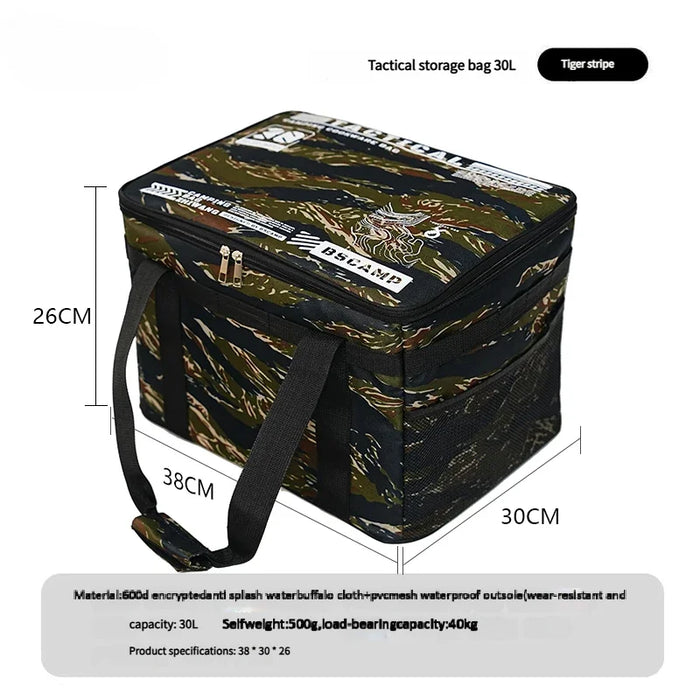 Sac de Rangement Tactique 30-42L Glacière Pliable Étanches pour Pique-nique Vaisselle Équipement de Terrain Organisateur d'Équipement de Plein Air