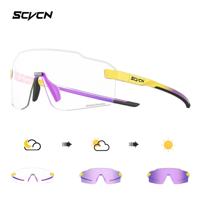 SCVCN Ultralight Photochromic Sports Running Sunglasses Men Women Outdoor Road Cycling Glasses UV400 Windproof Sandproof Goggles