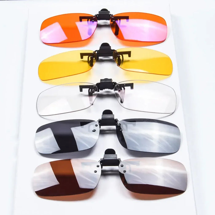 SHINU Clip On Polarized Glasses Anti Blue Light polarized sunglasses worn over glasses Yellow Lenses glasses for night driving