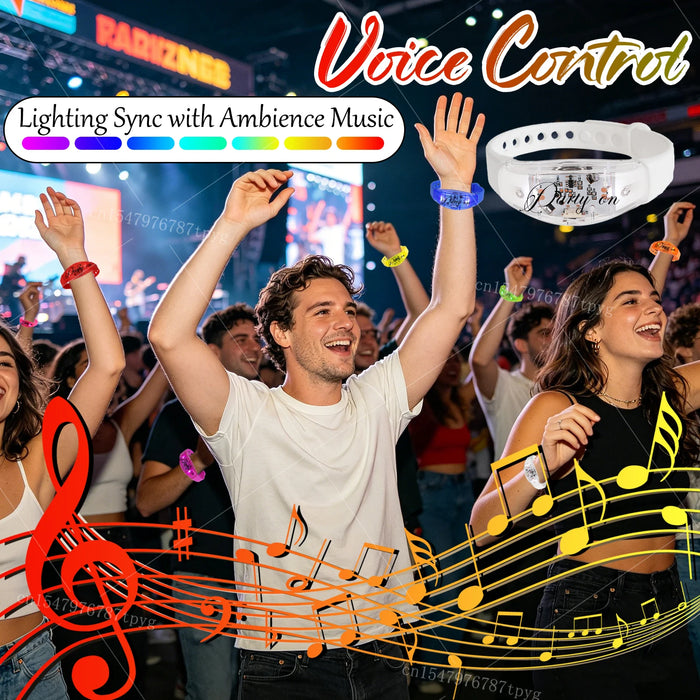 20-200 piezas Pulseras LED personalizables para bodas Pulsera de control de música y sonido Pulsera luminosa ajustable para bodas, cumpleaños, conciertos
