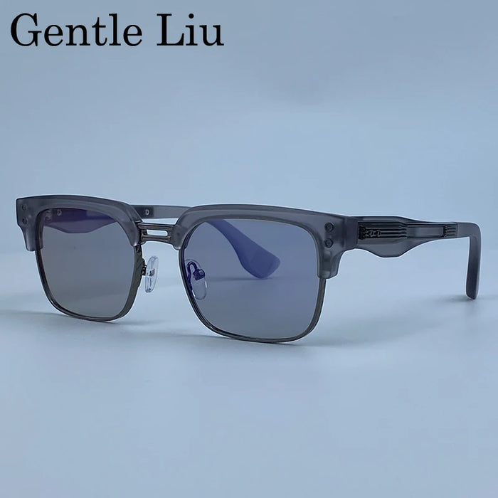 Retro Photochromic Classic Square Punk Sunglasses Men Metal Frame Driving Sun Glasses Male Vintage Luxury Brand Eyewear Shades