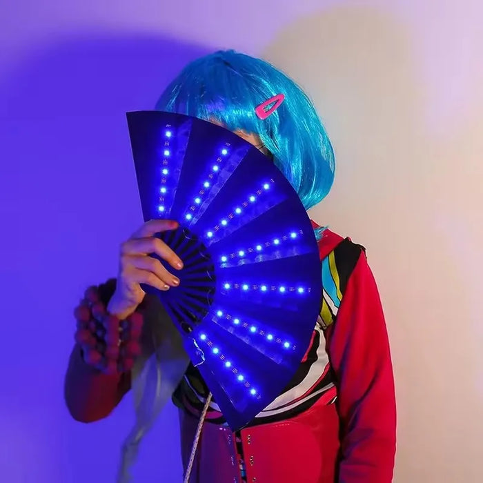 Glow Folding Led Fan Led Glasses Dancing Light Fan Night Show Halloween Christmas Rave Festival Accessories Glow Party Supplies