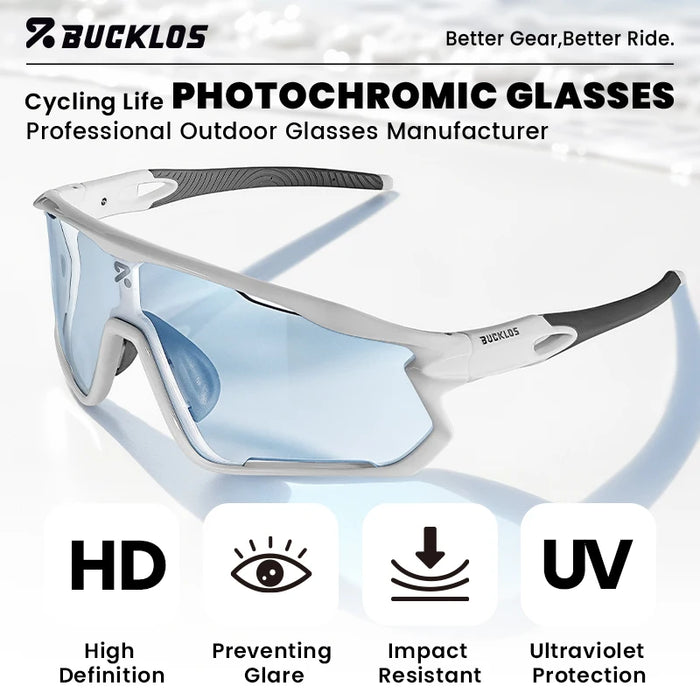 BUCKLOS Photochromic Cycling Glasses Professional Outdoor Sports Sunglasses UV400 Men Women Cycling Goggles Road Bike Eyewear