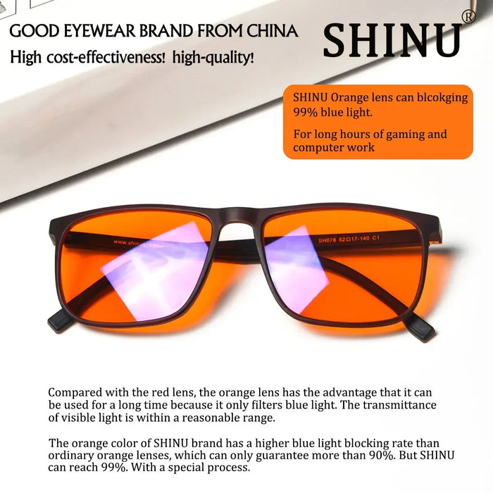 SHINU Gafas de bloqueo de luz azul para un buen sueño, lentes rojas para hombres, luz antigreen, elimina la fatiga ocular, gafas Bluelight 078RD