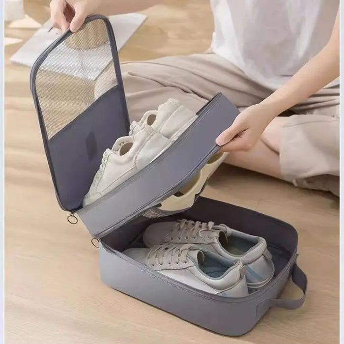 Bolsa de almacenamiento para zapatos de viaje, bolsa lavada diagonal transpirable de malla para varios pares de zapatos, caja portátil para viajes de negocios