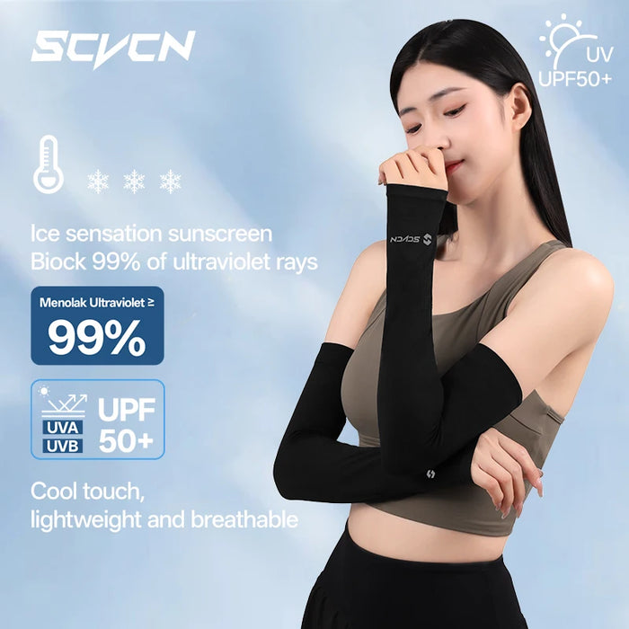 SCVCN 1Pair Breathable Hand Cover Cooling 1Pair Arm Sleeves UPF50+ Sun Protection Outdoor Cycling Sun BikingIce Fabric Sleeve