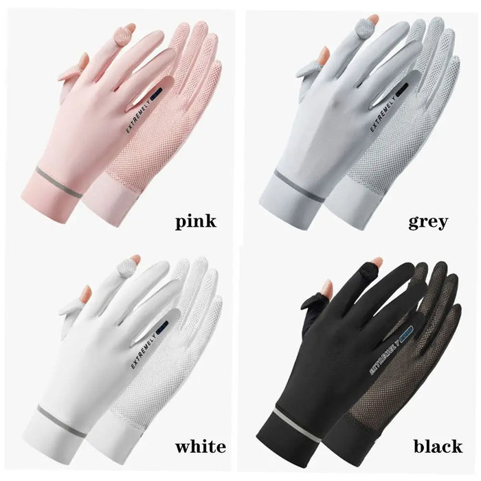Cycling Driving Running Thin Summer Ice Silk Gloves Sun Protection Gloves Anti-UV Gloves Mittens