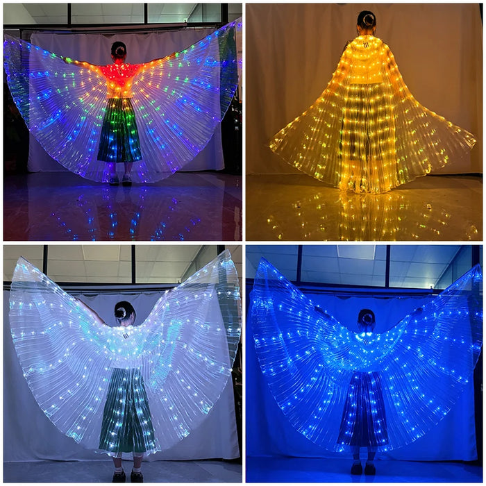 LED Light Up Belly Dance Wings Glowing Fairy Wings Luminous Butterfly Isis Wing Performance Dance Party Rave Costumes